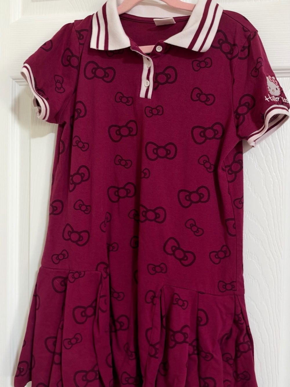 Hello Kitty Girls' Plum Polo Nightgown with Bow Pattern